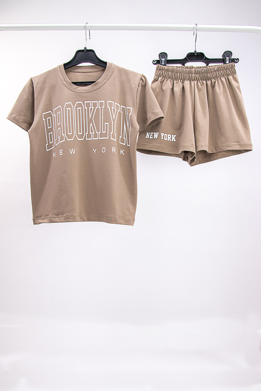 Літній підлітковий комплект для дівчинки Brooklyn футболка+шорти стрейч-кулір