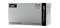 Нітрилові рукавички SEF, 4 грама, L (8-9), без пудри, 100 шт/уп, колір: чорний