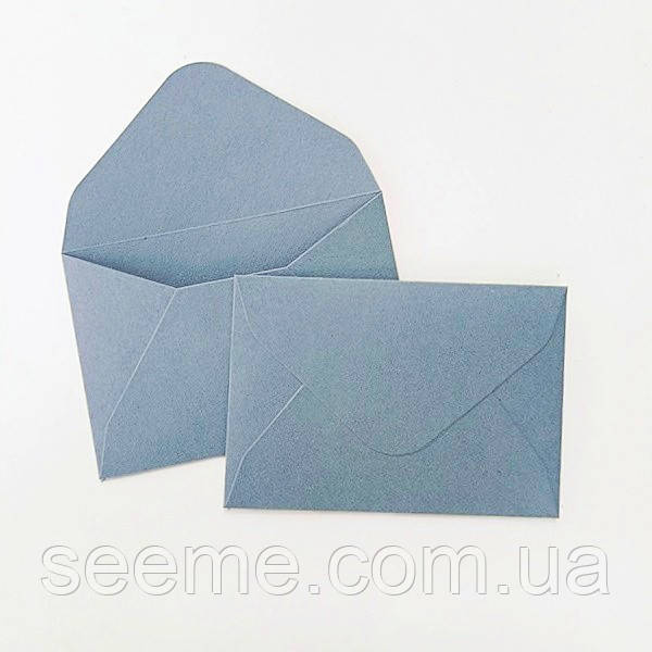 Конверт 93х64 мм, колір пильно-блакитний (dusty blue), КОМПЛЕКТ 10 ШТ