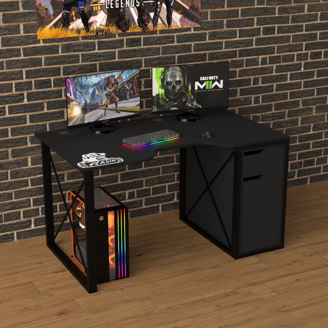 Геймерський ігровий стіл ZEUSTMRASIN LOFT -17 колір чорний (колір на вибір)