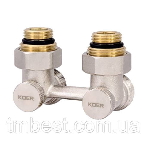 Вузол нижнього під'єднання радіатора 3/4" кутовий KOER