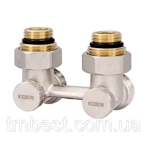 Вузол нижнього під'єднання радіатора 3/4" кутовий KOER, фото 1