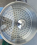 Мантоварка Arian 24 см нержавіюча сталь індукція 3 сітки 4 рівня зі скляною кришкою, фото 9