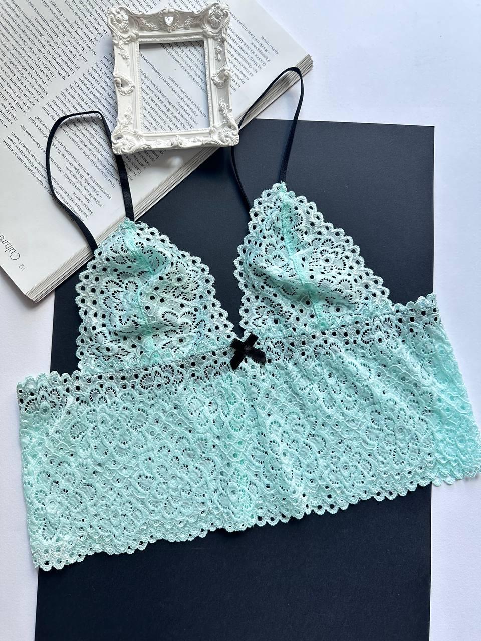 М'ятний мереживний бюстгальтер-топ, спідня білизна.