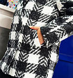 Осіннє тепле жіноче пальто чорне в клітинку Жіночий осінній стильний кардиган пальто, фото 5