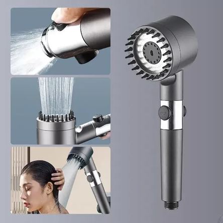 Масажна душова насадка, турбо-лійка TurboCharged Shower Head із силіконовими шипами, фото 1