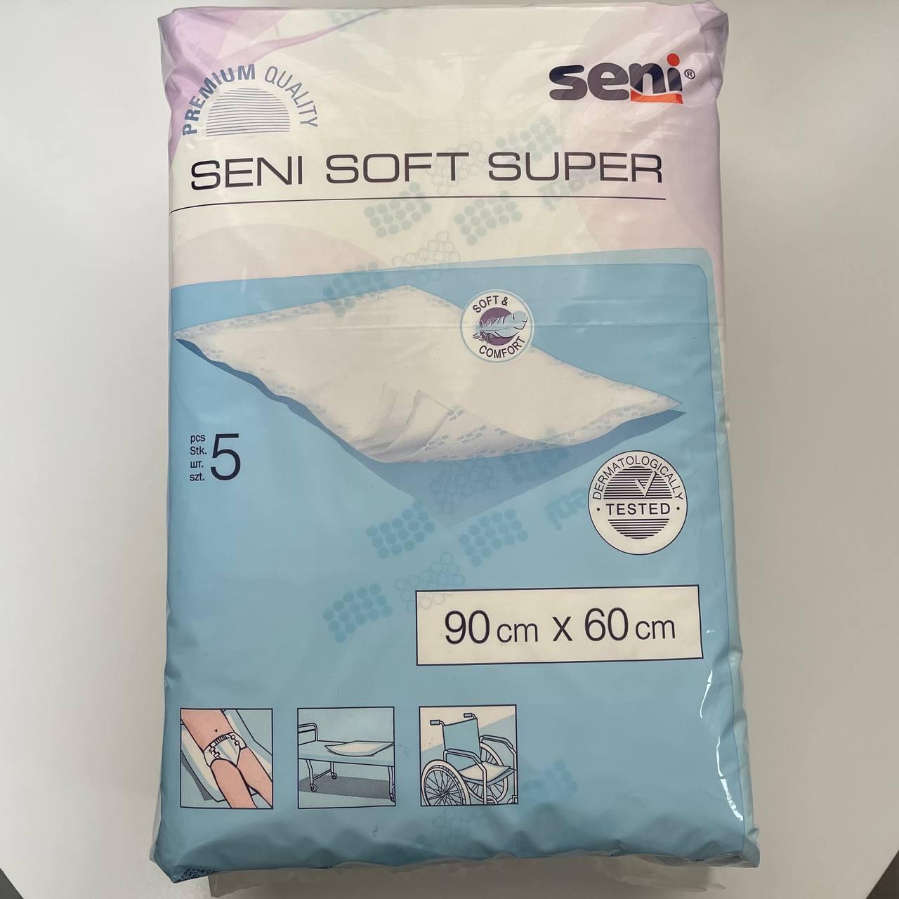 Пелюшки гігієнічні універсальні Seni Soft Super 90см*60см, 5 шт.