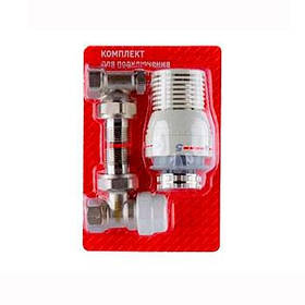 Комплект кутовий для під'єднання радіатора з термоголовкою 1/2", Czech Product