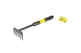 Граблі садові MASTERTOOL 5 зубів з подовженою металевою ручкою та гумовим покриттям 410х100 мм 14-6167