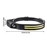 Налобний ліхтарик RIAS BL-W689 LM+2xCOB (біле+червоне світло) акумуляторний Motion Sensor Type-C Black (7_00972), фото 3