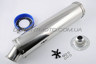 Прямоток на скутер 420*100 мм глушник Ø 78 мм (неіржавка сталь, хром,прямоток)