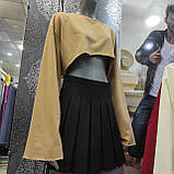 Толстовка жіноча коротка широка двонитка обрізана широкий рукав S беж, фото 2