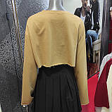 Толстовка жіноча коротка широка двонитка обрізана широкий рукав S беж, фото 3