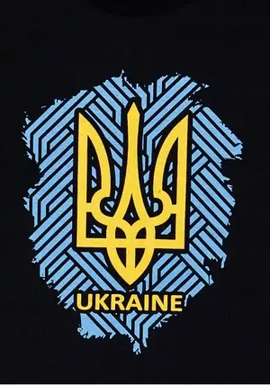 Футболка для хлопчика чорна з принтом Герб патріотична легка бавовна тканина Кулір зріст 110-116 см 3749, фото 3