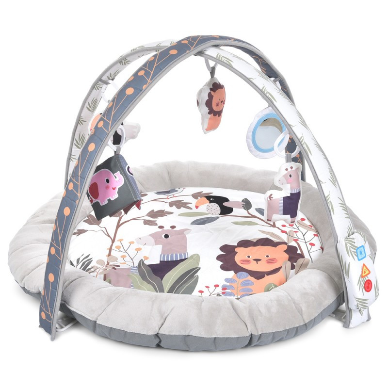 Килимок для немовляти ME 1170 Beige, з об'ємними плюшевими бортиками, дуги зі світлом, музика, фото 1