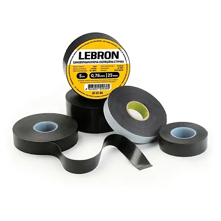 Ізоляційна стрічка Lebron самовулканізуюча 19мм 5м чорна 67-01-86, фото 1