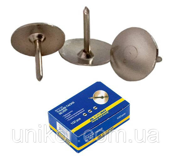 Кнопки 100 шт./пач., нікельовані. BuroMax