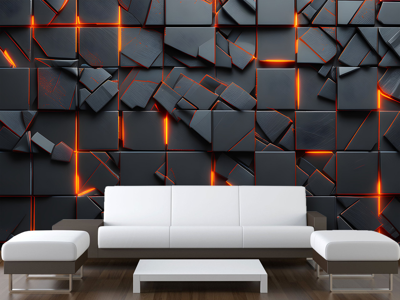 Самоклейка плівка Oracal на стіну з малюнком, "3D куби вугілля" для декору кімнат, фото 1