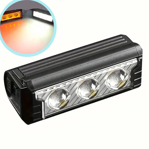 Велоліхтар Велофара потужна FY-339B-3LEDwhite+yellow Waterproof Li-Ion акумулятор. ЗУ Type-C