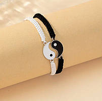 Інь Янь парні браслети, браслети для двох закоханих, чорний і білий