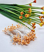 Тичинки нитки. ( додатки ). Головка 3-5 мм. 50 ниток (100 головок). Колір жовтогарячий із блискітками.