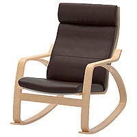 Кресло-качалка IKEA POÄNG береза Robust Glose темно-коричневый 498.610.07