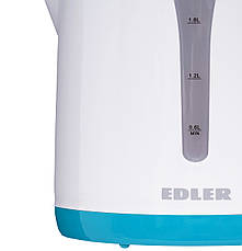 Електрочайник пластиковий дисковий Edler EK4520 2.5 л 2200 Вт Білий/ Бірюзовий, фото 6
