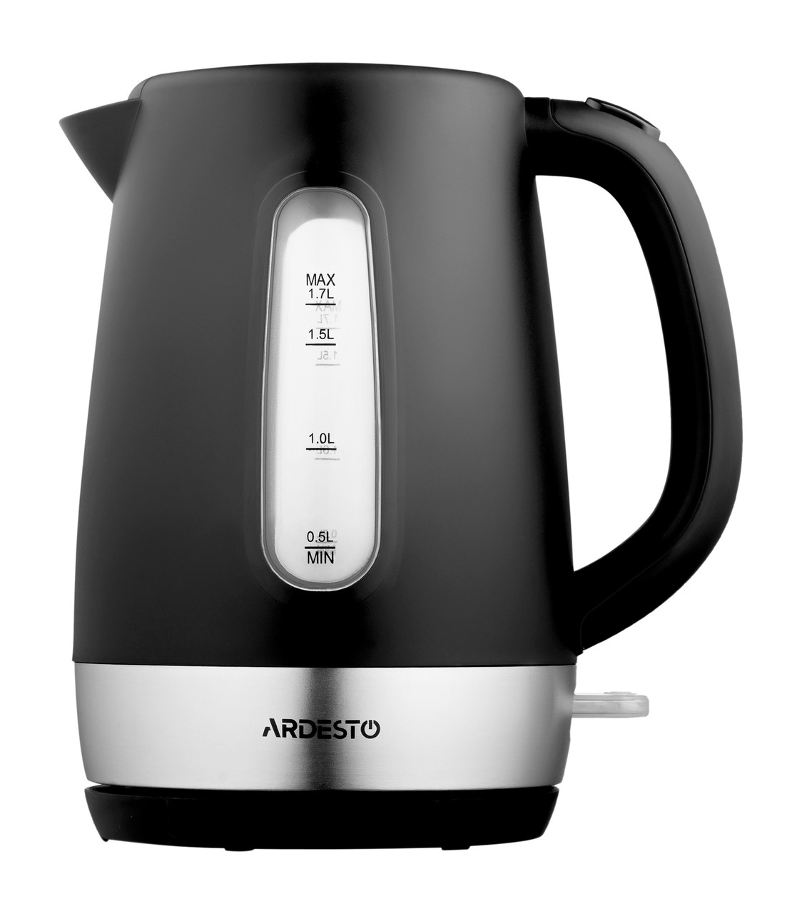 Електрочайник пластиковий дисковий Ardesto EKL-F19B 1.7 л Чорний/ Сріблястий