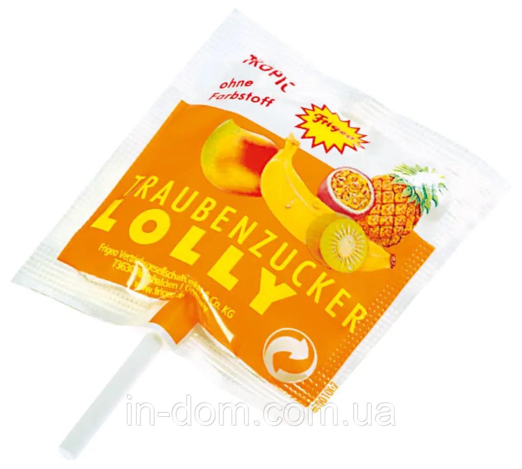 Льодяник на паличці з Декстрозою Frigeo Traubenzucker Lolly Tropic із тропічним смаком, 9 г