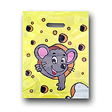 Пакети з вирубною ручкою поліетиленові розмір 30х37 "Мишка в сирі" 50 шт/уп., фото 2