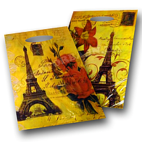 Пакет поліетиленовий з малюнком із прорубною ручкою розмір 30х40 "Париж" 25 штук
