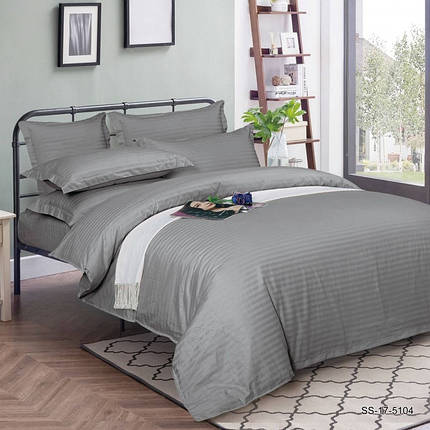 Тканина 100% бавовна для постільної білизни Страйп-сатин смужка сірий однотонний 220 см у рулоні (50 м), фото 1