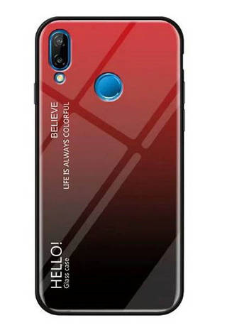 Чохол-накладка NZY для Xiaomi Redmi 7 TPU+Glass Gradient HELLO Червоний (969652), фото 1