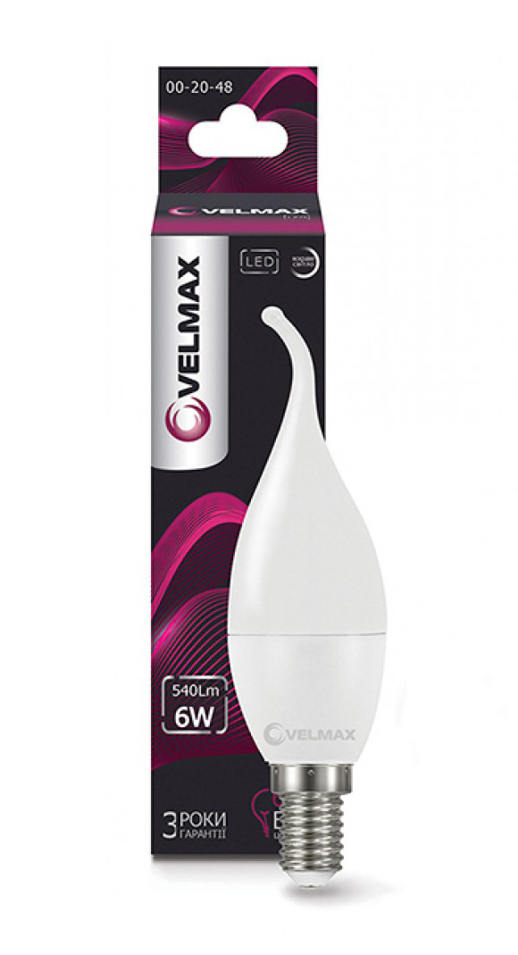 Лампа LED VELMAX V-C37T E14 6W 4100K (21-13-24)