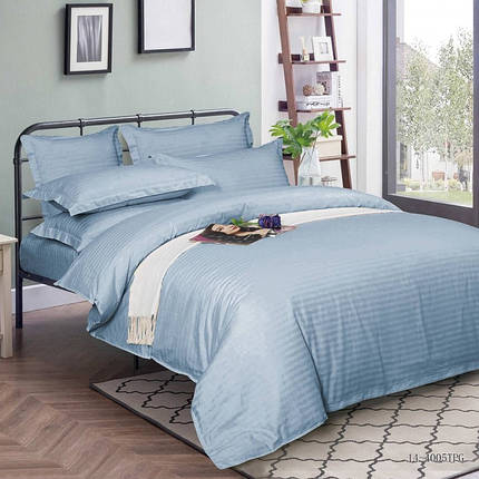 Тканина блакитний Страйп-сатин смужка однотонний 220 см у рулоні (50 м) для пошиття готельної постільної білизни зі 100% бавовни, фото 1