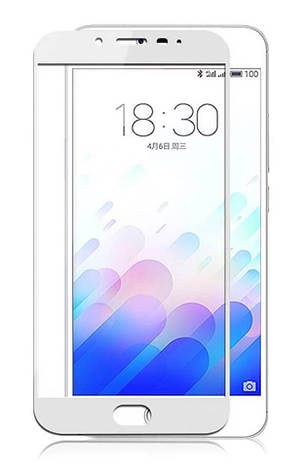 Скло захисне Glass Protector для Meizu M3/ M3 mini Білі рамки, фото 1