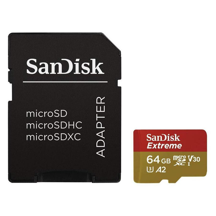 Карта пам'яті SanDisk microSDXC (UHS-1 U3) 64Gb class 10 A2 + SD adapter (SDSQXA2-064G-GN6AA)