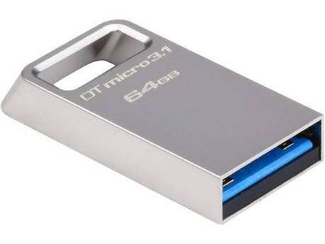 USB Флешка (Флеш-накопичувач) 3.1 Kingston DTMicro 64 GB Metal Сріблястий (DTMC3/64GB), фото 1