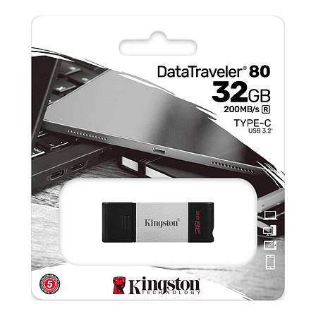 Type-C Флешка (Флеш-накопичувач) Kingston DT 80 32GB Сріблястий (DT80/32GB), фото 3