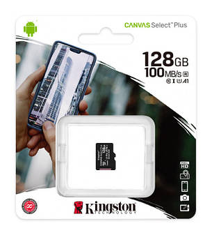 Карта пам'яті Kingston microSDXC (UHS-1) Canvas Select Plus 128 Гб class 10 А1 (SDCS2/128GBSP), фото 1
