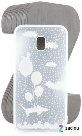 Чохол-накладка TPU для Samsung J330 J3(2017) Fashion ZOO ser. Собака та кульки Прозорий/матовий, фото 3