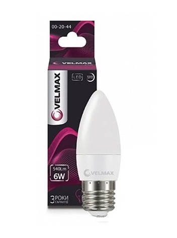 Лампа LED VELMAX V-C37 E27 6W 4100K, фото 1