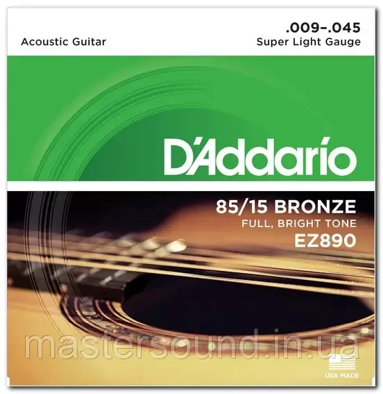 Струны D'addario EZ890 85/15 Bronze Super Light (09-45), фото 1