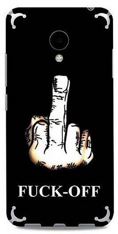 Захисне Скло для MEIZU M3 Note Захист 360° з малюнком FUCK-OOF Прозорий/чорний, фото 3