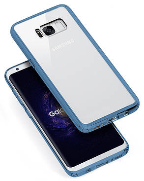 Чохол-накладка Rock RPC1226 для Samsung G955 S8 Plus Pure ser.TPU+PC Прозорий/синій, фото 3