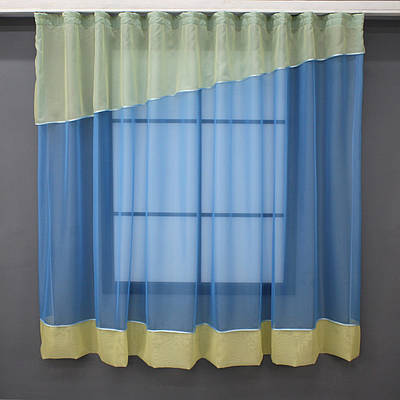 Кухонна фіранка (280х170см.), на карниз 1-2м. Колір блакитний з жовтим. Код 047к 52-0975