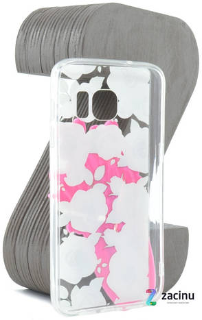 Чохол-накладка TPU для Samsung G930F S7 Flowers diamonds ser. Квіти(Life) Прозорий/рожевий, фото 4