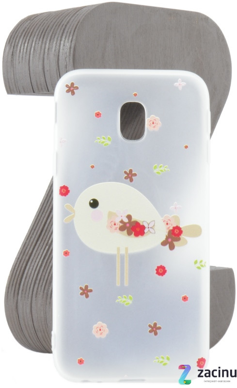 Чохол-накладка TPU для Samsung J330 J3(2017) Fashion ZOO ser. Пташка Прозорий/матовий