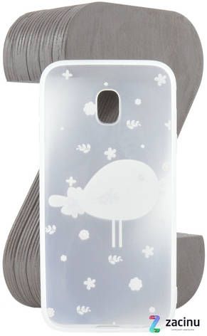 Чохол-накладка TPU для Samsung J330 J3(2017) Fashion ZOO ser. Пташка Прозорий/матовий, фото 3
