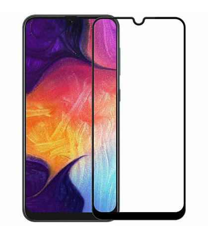 Захисне скло NZY для Samsung Galaxy A30/ A50 Full Glue Чорні рамки (999970), фото 1